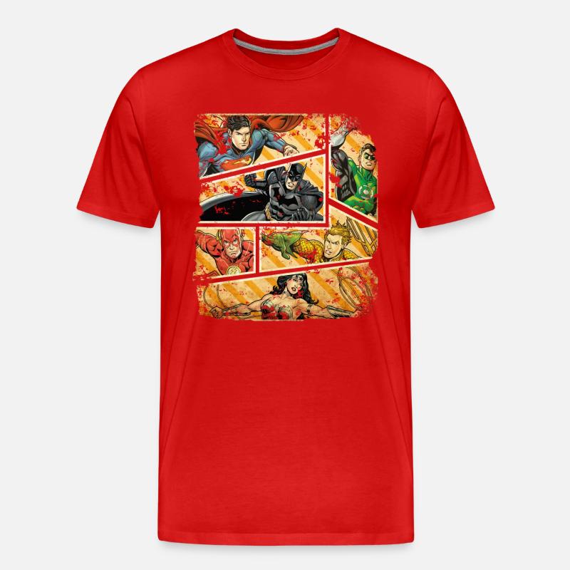 DC Comics Justice League Collage - Männer Premium Bio T-Shirt - Rot