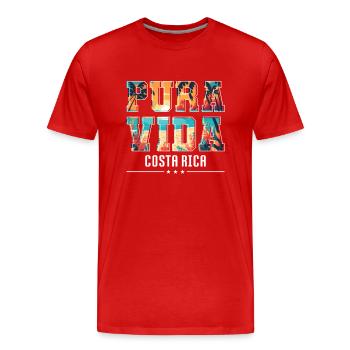 Pura Vida Costa Rica Amérique latine Costa Rica - T-shirt bio Premium Homme - rouge - Devant - Damien (186cm)