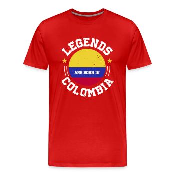 Légendes nées en Colombie Amérique du Sud cadeau - T-shirt bio Premium Homme - rouge - Devant - Damien (186cm)