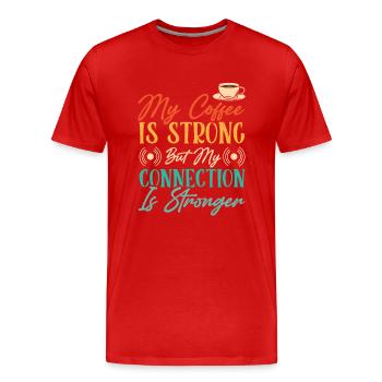 Café de présentateur de radio - T-shirt bio Premium Homme - rouge - Devant - Damien (186cm)