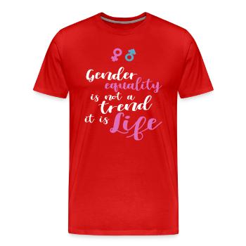 Gender Equality Not Trend It Is Life - Men's Premium Organic T-Shirt - red - Front - Damien (186cm)