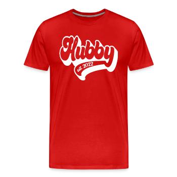 2022 - zukünftiger Ehemann, Verlobungspartei - Männer Premium Bio T-Shirt - Rot - Vorne - Damien (186cm)