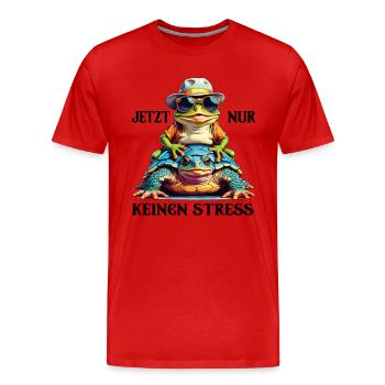 Jetzt nur keinen Stress Frosch und Schildkröte - Männer Premium Bio T-Shirt - Rot - Vorne - Damien (186cm)