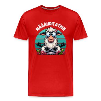 Meditation Yoga Schaf Lotussitz Lustig Yogalehrer - Männer Premium Bio T-Shirt - Rot - Vorne - Damien (186cm)
