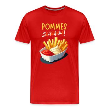 Pommes Schranke Ruhrgebiet Imbiss Wochenende Party - Männer Premium Bio T-Shirt - Rot - Vorne - Damien (186cm)