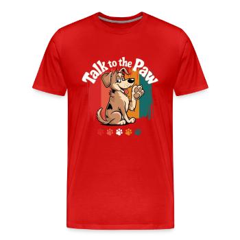 chien rétro patte patte impression dessin animé drôle woof - T-shirt bio Premium Homme - rouge - Devant - Damien (186cm)