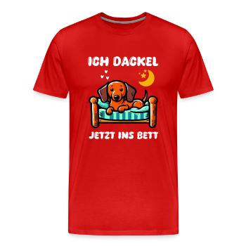 Chien Teckel Teckel Amis Lit Fatigué Sommeil Tenue - T-shirt bio Premium Homme - rouge - Devant - Damien (186cm)