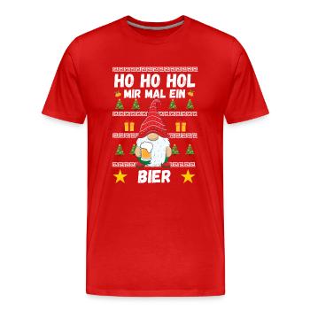 Noël Bière Gnome Marché de Noël Drôle - T-shirt bio Premium Homme - rouge - Devant - Damien (186cm)
