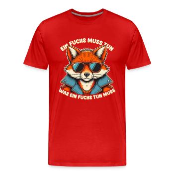 Fuchs Schlau Klug Sonnenbrille Cool Lustig Wald - Männer Premium Bio T-Shirt - Rot - Vorne - Damien (186cm)
