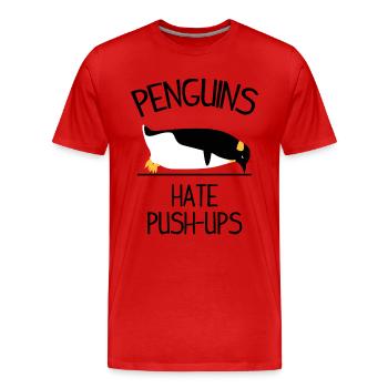 Penguins Hate Push Ups - Men's Premium Organic T-Shirt - red - Front - Damien (186cm)