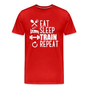Gym Fitness - T-shirt bio Premium Homme - rouge - Devant - Damien (186cm)