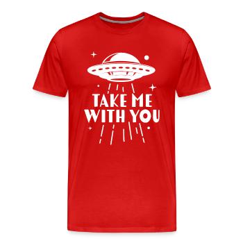Nimm mich mit - Männer Premium Bio T-Shirt - Rot - Vorne - Damien (186cm)
