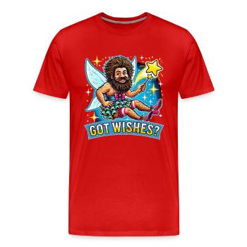 Vous avez des souhaits ? Motif amusant avec une fée (homme) et un dicton - T-shirt bio Premium Homme - rouge - Devant - Damien (186cm)