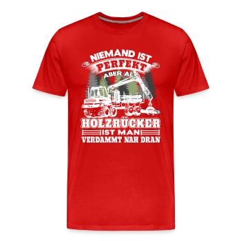 Holzrücker Shirt - Holzrücken mit Rückefahrzeug - Männer Premium Bio T-Shirt - Rot - Vorne - Damien (186cm)