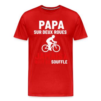 Papa sur deux roues Vélo Cyclisme fête des pères - T-shirt bio Premium Homme - rouge - Devant - Damien (186cm)