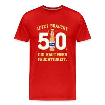 Bier Humor zum 50. Geburtstag - Männer Premium Bio T-Shirt - Rot - Vorne - Damien (186cm)