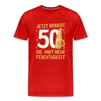Bier Humor zum 50. Geburtstag - Männer Premium Bio T-Shirt - Rot - Vorne - Damien (186cm)