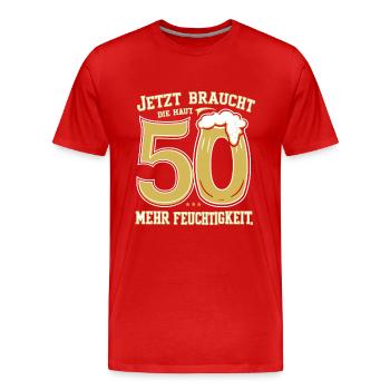 Bier Humor zum 50. Geburtstag - Männer Premium Bio T-Shirt - Rot - Vorne - Damien (186cm)