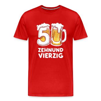 Bier Humor zum 50. Geburtstag Zehnundvierzig - Männer Premium Bio T-Shirt - Rot - Vorne - Damien (186cm)