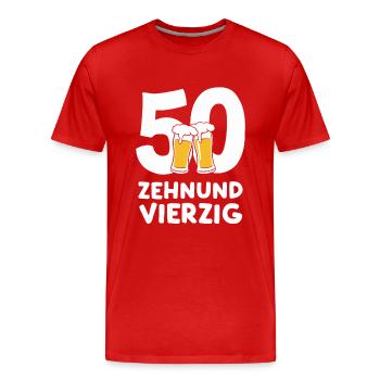 Bier Humor zum 50. Geburtstag Zehnundvierzig - Männer Premium Bio T-Shirt - Rot - Vorne - Damien (186cm)