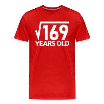 169 Quadratwurzel 13 Jahre alt Lustiger 13. Geburtstag - Männer Premium Bio T-Shirt - Rot - Vorne - Damien (186cm)