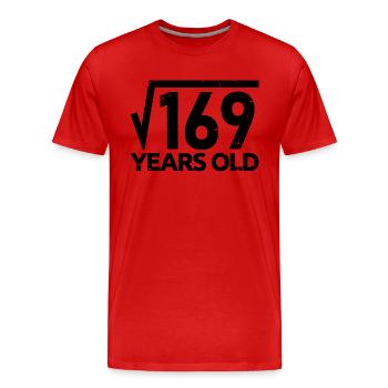169 Quadratwurzel 13 Jahre alt Lustiger 13. Geburtstag - Männer Premium Bio T-Shirt - Rot - Vorne - Damien (186cm)