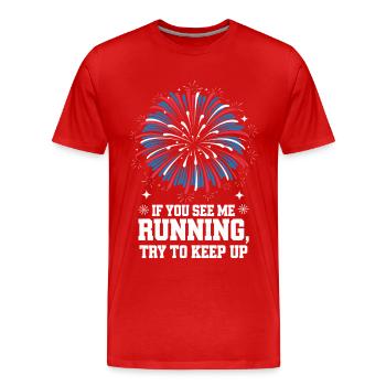 Pyrotechnie Feux d’artifice Pyrotechnie - T-shirt bio Premium Homme - rouge - Devant - Damien (186cm)