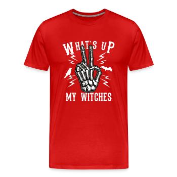 Halloween Shirt - Whats up my witches - Men's Premium Organic T-Shirt - red - Front - Damien (186cm)
