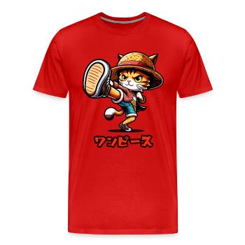 Chat Anime - T-shirt bio Premium Homme - rouge - Devant - Damien (186cm)