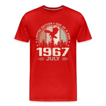 Incomparable since July 1967, 57th Anniversary - Men's Premium Organic T-Shirt - red - Front - Damien (186cm)