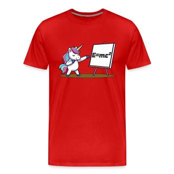 Cleveres Einhorn - Männer Premium Bio T-Shirt - Rot - Vorne - Damien (186cm)