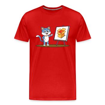 Katze und Karton - Männer Premium Bio T-Shirt - Rot - Vorne - Damien (186cm)