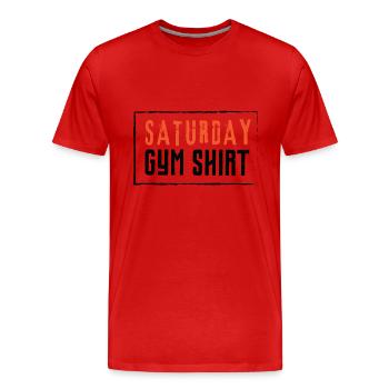 Samedi GYMNASE SHIRT - T-shirt bio Premium Homme - rouge - Devant - Damien (186cm)
