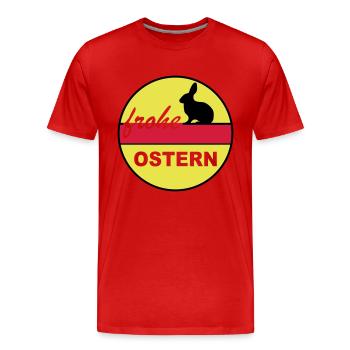Frohe Ostern 3c - Männer Premium Bio T-Shirt - Rot - Vorne - Damien (186cm)