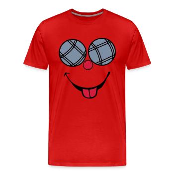 petanque boule smiley sourire langue2 - T-shirt bio Premium Homme - rouge - Devant - Damien (186cm)