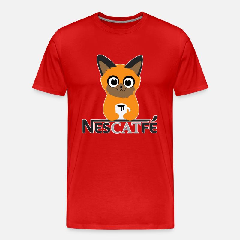 Katze Kaffe Nescatfe Geschenkidee - Männer Premium Bio T-Shirt - Rot