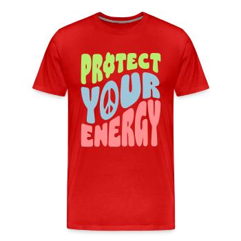 Protect Your Energy - Männer Premium Bio T-Shirt - Rot - Vorne - Damien (186cm)
