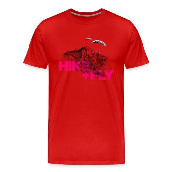 Randonnée et vol Parapente magenta - T-shirt bio Premium Homme - rouge - Devant - Damien (186cm)