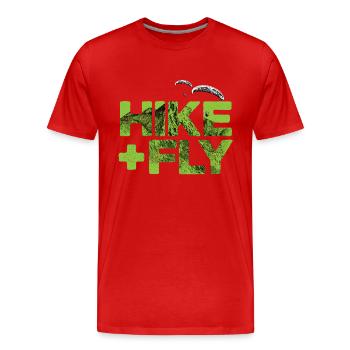 Randonnée et vol Parapente vert - T-shirt bio Premium Homme - rouge - Devant - Damien (186cm)