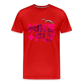 Randonnée et vol Parapente magenta - T-shirt bio Premium Homme - rouge - Devant - Damien (186cm)