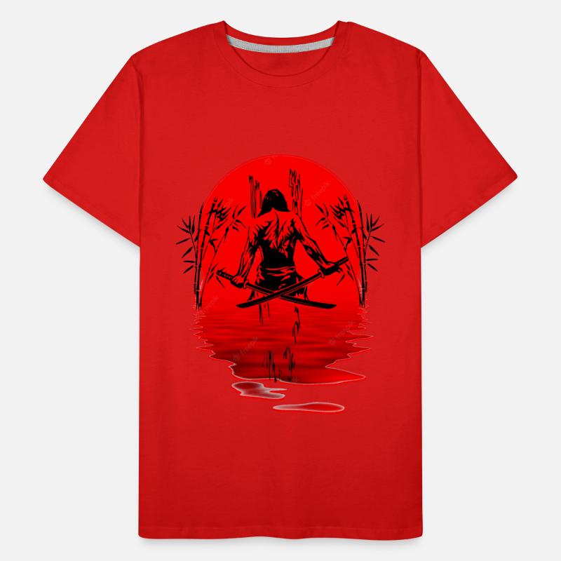 Samurai Krieger Ninja Japan Sonne Männer Premium Bio T-Shirt