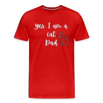 Katzen-Papa - Männer Premium Bio T-Shirt - Rot - Vorne - Damien (186cm)