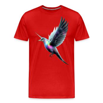 Einhorn Vogel - Männer Premium Bio T-Shirt - Rot - Vorne - Damien (186cm)