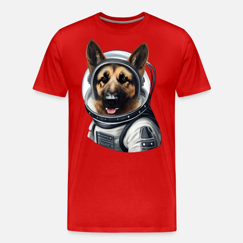 Schäferhund Astronaut - Männer Premium Bio T-Shirt - Rot
