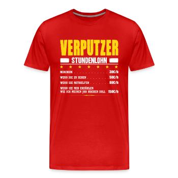 Verputzer Stundenlohn Stuckateurmeister Gehalt - Männer Premium Bio T-Shirt - Rot - Vorne - Damien (186cm)