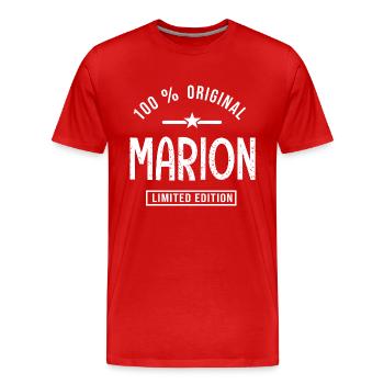 Marion shirt personnalisé prénom fille marion - T-shirt bio Premium Homme - rouge - Devant - Damien (186cm)