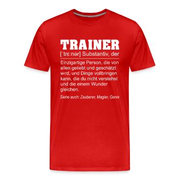 Trainer Definition Schrift weiss - Männer Premium Bio T-Shirt - Rot - Vorne - Damien (186cm)