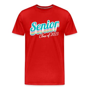 Senior Class Of 2023 Retro Graduation Party Gift - Men's Premium Organic T-Shirt - red - Front - Damien (186cm)
