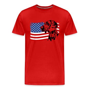 Hanoverian Scent Hound America Flag Dogs - Men's Premium Organic T-Shirt - red - Front - Damien (186cm)