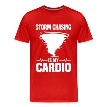 Sturmjäger Sprüche | Gewitter Meteorologe Geschenk - Männer Premium Bio T-Shirt - Rot - Vorne - Damien (186cm)